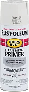 Rust-Oleum 7780830 Stops Rust Spray Paint, 12 Ounce, Flat White Clean Metal Primer, 12 Fl Oz