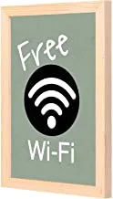 LOWHA Free Wifi Wall Art with Pan Wood framed Ready to hang for home, bed room, office living room Home decor hand made wooden color 23 x 33cm By LOWHA