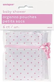 Unique Party 62151 Baby Shower Polka Dots Favor Bags 6 Pcs, Pink/White