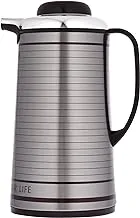 Olsenmark Hot and Cold Vacuum Flask, 1.3 Liter Capacity, Silver/Black