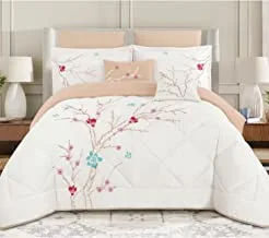 Hours Hours-131B Luxurious Fitted Sheet Embroidered Comforter 4-Pieces Set, Single Size
