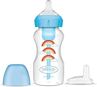Dr. Brown's Options+ Anti-Colic Wide-Neck Baby Bottle to Sippy Bottle Starter Kit - Blue - 9oz - 6m+