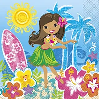 Unique Party 48252 - Hawaiian Beach Party Paper Napkins, Pack of 16