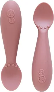 Ez Pz Tiny Spoon (2 Pack In Blush) - 100% Silicone Spoons For Baby Led Weaning + Purees - Designed By A Pediatric Feeding Specialist - 4 Months+