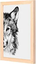 LOWHA half wolf Wall Art with Pan Wood framed Ready to hang for home, bed room, office living room Home decor hand made wooden color 23 x 33cm By LOWHA