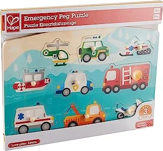 Hape E1406 Emergency Services Wooden Peg Puzzle - Educational Toy