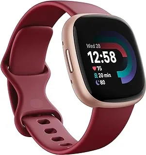 Fitbit Versa 4 Fitness Smartwatch with built-in GPS and up to 6 days battery life - compatible with Android and iOS. - Beet/Copper Rose, One Size
