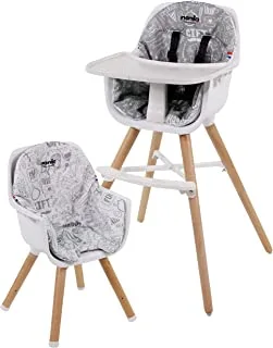 Nania, PAULETTE Evolutionary 2in1 High Chair from 6M+|Reversible Cushion|Adjustable Tray|Made in France, Typo