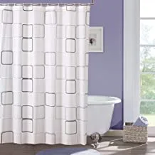 Shower Curtain, Waterproof And Moisture Proof Shower Curtain for Bathroom Polyester Fabric, Mould Proof Waterproof Machine Washable Square Pattern