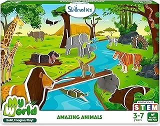 Skillmatics My World: Amazing Animals |. Skillmatics My World: Amazing Animals | لعبة البناء ومجموعة اللعب الخالية من البلاستيك للأطفال (87 قطعة) | هدايا للأولاد والبنات من سن 3-7 سنوات