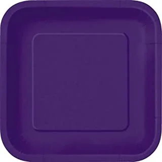 Unique Industries, Square Cake Paper Plates, 16 Pieces - Dark Purple