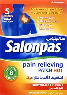 Salonpas Hot Stretch Pain Relieving Patches 5-Pieces, 7 cm x 10 cm Size