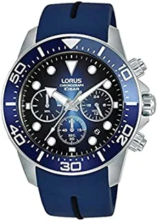 Lorus Dark Blue gradation sunray dial Chronograph Quartz Silicone strap watch for Men RT349JX9