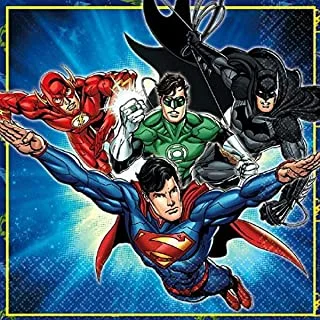 amscan 511585 DC Comics Blue Luncheon Napkins with Justice League Theme - 8 Pcs, One Size