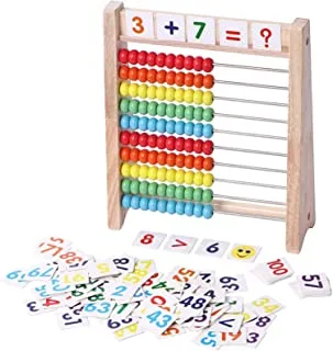 Arabest Educational Abacus for Kids, 10 Row Wooden Counting Frame with Number 0-100 Cards, Teach Counting, Addition and Subtraction Math Beads Toys, Preschool Learning Toys for Boys Girls 3-5 Years