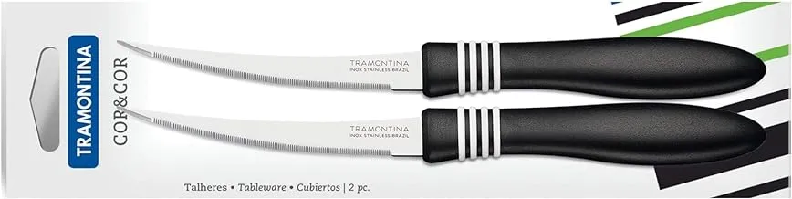 Tramontina Cor And Cor Tomato Knives Set - 2 Pieces, Black
