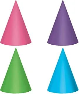 قبعات مخروطية من رقائق الفويل لحفلات أعياد الميلاد باللون البنفسجي والأزرق الفاتح ، عبوة من 12 ، متعددة ، 7 بوصات فويل
