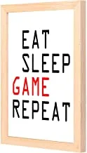 LOWHA eat sleep game repeat Wall Art with Pan Wood framed Ready to hang for home, bed room, office living room Home decor hand made wooden color 23 x 33cm By LOWHA