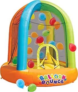 BANZAI Balloon Bounce ، القطر: 9 أقدام ، العرض: 8 أقدام و 6 بوصات ، نفخ في الفناء الخلفي للخارج ولعب محاط بالونات عائمة
