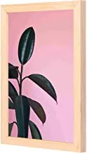 LOWHa Green Rubber Plant Wall art with Pan Wood framed Ready to hang for home, bed room, office living room Home decor hand made wooden color 23 x 33cm By LOWHa