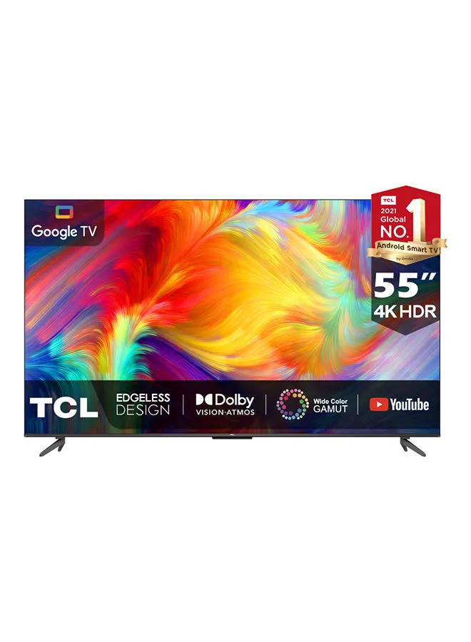 TCL 55-Inch 4K 60Hz HDR Google TV with Wide Color Gamut (WCG), Dolby Vision & Atmos, Edgeless Design & Ok Google, 55P735 Black