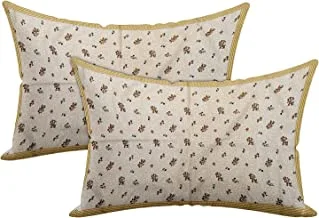Home Town Floral Printed Cotton Gold Pillow Cover,69X46X1Cm