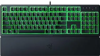 لوحة مفاتيح الألعاب Razer Ornata V3 X - تخطيط أمريكي ، مفاتيح منخفضة المستوى ، مفاتيح غشاء صامت ، أغطية مفاتيح مغطاة بالأشعة فوق البنفسجية ، مقاومة للانسكاب ، إضاءة Chroma RGB ، مسند معصم مريح - أسود كلاسيكي