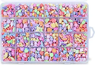 IBAMA 24 Grids Candy Color Diy Handmade Beads With Butterfly Beads, Fish Beads, Flower Beads, Shell Beads, Moon Beads, Used for Jewelry Making, Necklaces, Bracelets(550pcs)