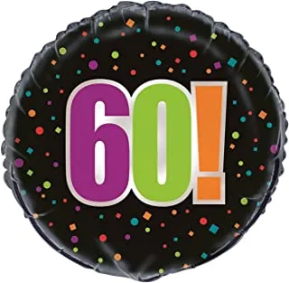 Unique Colourful Foil 60th Birthday Cheer Helium Balloon, 18-Inch Diameter