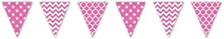 Bright Pink Dots & Chevron Large Pennant Banner 12ft