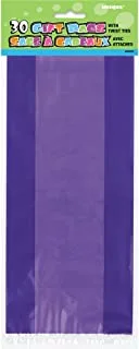 Unique Party 62025 - Cellophane Purple Party Bags, Pack of 30