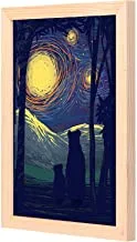 LOWHA Looking At The Stars Wall Art with Pan Wood framed Ready to hang for home, bed room, office living room Home decor hand made wooden color 23 x 33cm By LOWHA