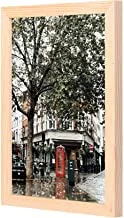 LOWHA Orange Telephone Booth Near Tree Wall Art with Pan Wood framed Ready to hang for home, bed room, office living room Home decor hand made wooden color 23 x 33cm By LOWHA