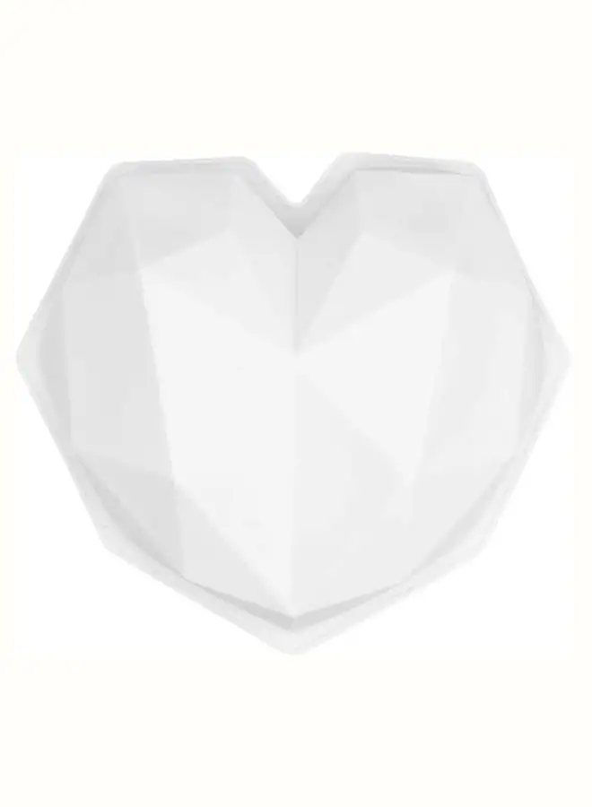 fashionhome 3D Diamond Heart Shape Cake Mould White 18 x 5.5 x 18cm