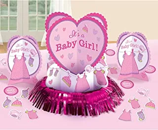 Amscan Love Baby Girl Shower Table Decorating Kit-4 Pcs, Pink, 281489
