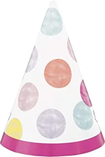 Unique Party 73290 Mini Pink Dots 1st Birthday Party Hats, Pack of 8