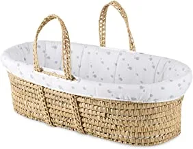 Gloop Moses Basket, Super Soft, Perfect for baby's delicate skin, Made by Hand, 100% Organic Cotton, Super Light Weight, Elephants, 0-6 Months