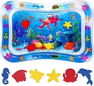 SHOWAY Baby Water Mat, Water Baby Game mat, Inflatable Baby Play Mat and Toddlers is The Perfect Fun time Play Activity Center Your Baby's Stimulation Growth, multi color