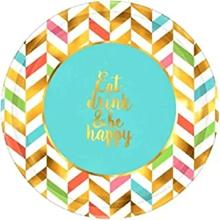 Eat, Drink & Be Happy Paper Plates 10.50in, 8pcs