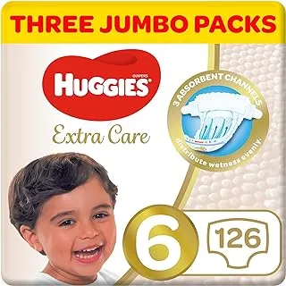 Huggies Extra Care, Size 6, 15+ kg, Super Jumbo Pack, 126 Diapers