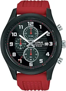 Lorus Black sunray dial Chronogrph Quartz Silicone Strap watch for Men RM393GX9