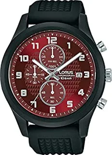 Lorus Dark Red sunray dial Chronogrph Quartz Silicone Strap watch for Men RM391GX9