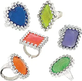 Unique Party 74003 - Gem Plastic Rings Party Bag Fillers, Pack of 12