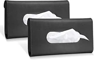 SHOWAY 2 Pcs Car Tissue Holder, Visor Tissue Holder Car Tissue Holder for Car PU Leather Tissue Box Holder for Car Sun Visor & Seat Back