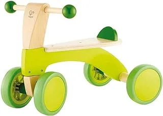 Hape Scoot Around Ride على دراجة خشبية | لعبة دراجة توازن خشبية بأربع عجلات حائزة على جوائز للأطفال الصغار بعجلات مطاطية ، لون أخضر ساطع