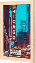 LOWHA Chicago signage Wall Art with Pan Wood framed Ready to hang for home, bed room, office living room Home decor hand made wooden color 23 x 33cm By LOWHA