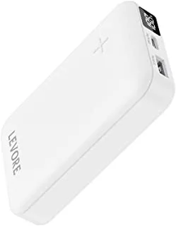 Levore PowerBank 10000mAh, Fast Charging with USB-A PD22.5W and USB-C PD20W - White