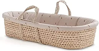 Gloop Moses Basket, Super Soft, Perfect for baby's delicate skin, Made by Hand, 100% Organic Cotton, Super Light Weight, Safari, 0-6 Months