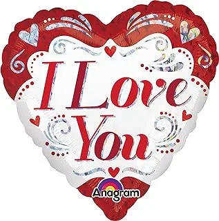 I Love You Fancy Holographic Foil Balloon 18 in