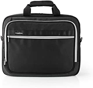 حقيبة دفاتر NEDIS لأجهزة الكمبيوتر المحمولة مقاس 17-18 بوصة مع حزام كتف وأقدام مضادة للانزلاق و 10 جيوب ، رمادي